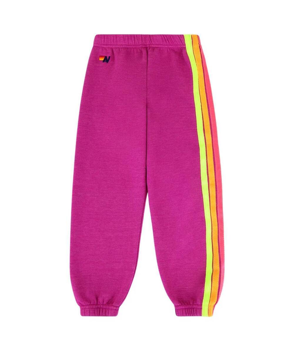 NEW AVIATOR NATION kids 5 stripe sweatpants in magenta/yellow blue